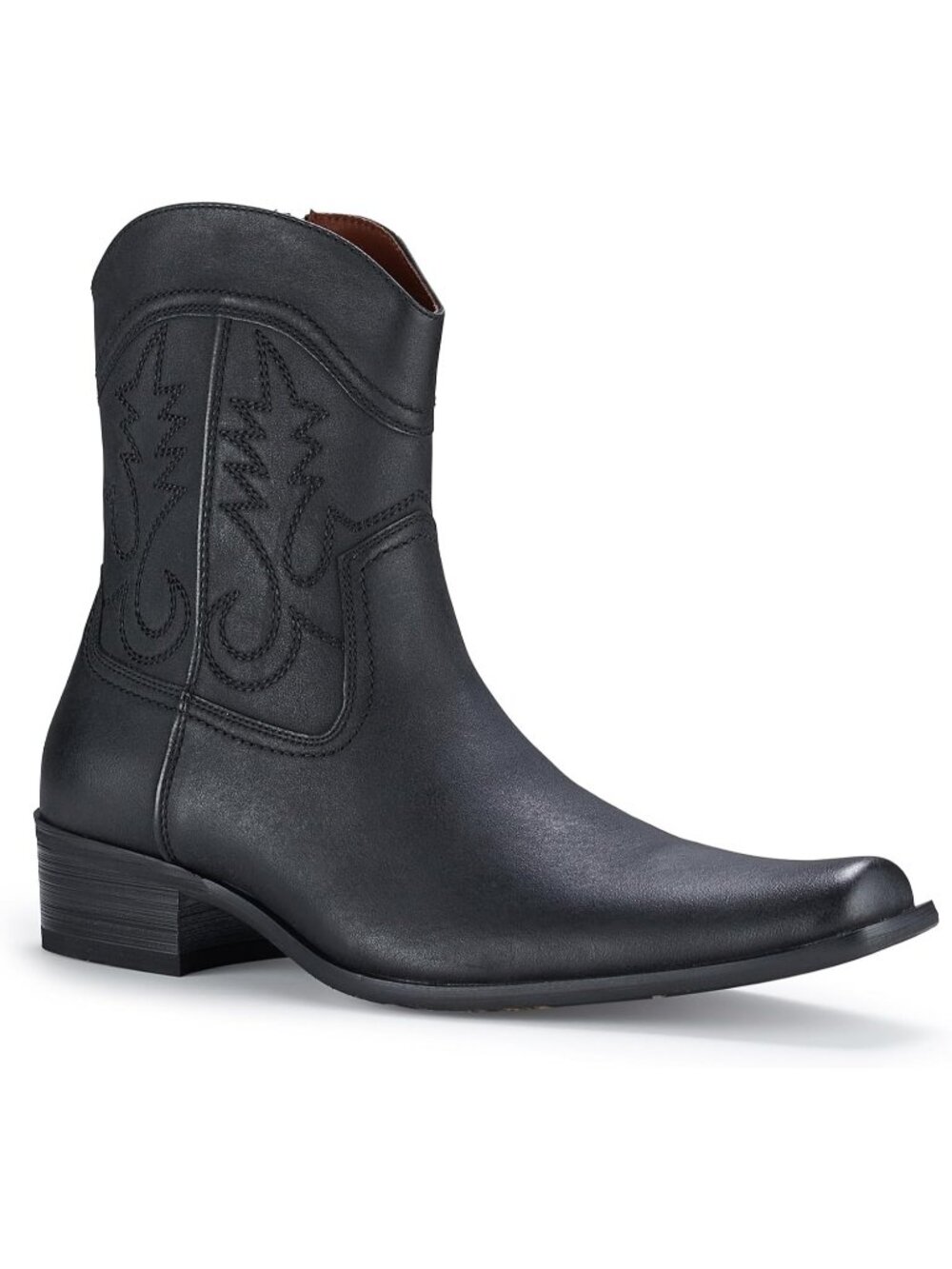 Men's Carbon Black Chelsea Embroidery Dress Ankle Cowboy Casual Western Boot